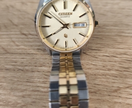 Citizen Herrenarmbanduhr zweifarbig Silber-Gold mit Datum