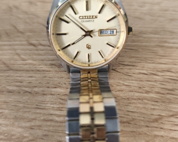 Citizen Herrenarmbanduhr zweifarbig Silber-Gold mit Datum