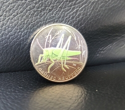 5€ Münze grünes Heupferd
